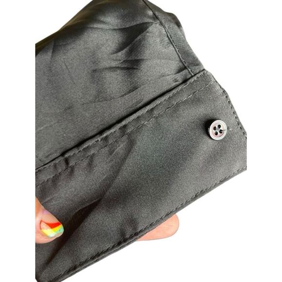 Vintage Stuart Lang Black Retro Secretary Glam Gothic Satin Blouse Size 10 - Picture 4 of 6